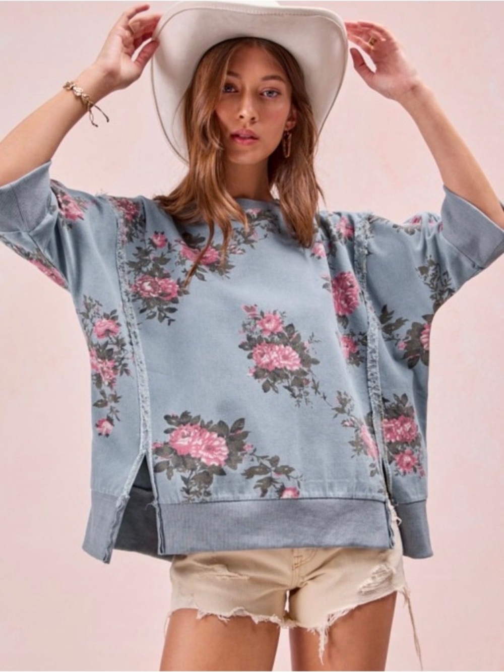 BiBI Denim & Wild Rose Sweatshirt NWT